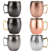 Load image into Gallery viewer, Moscow Mule Mug Set Drum- Copper Hammered 500ml Plated Stainless Steel Cocktail Drink Beer Coffee Cup Travel
