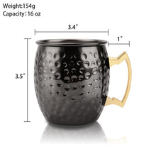Load image into Gallery viewer, Moscow Mule Mug Set Drum- Copper Hammered 500ml Plated Stainless Steel Cocktail Drink Beer Coffee Cup Travel

