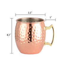 Load image into Gallery viewer, Moscow Mule Mug Set Drum- Copper Hammered 500ml Plated Stainless Steel Cocktail Drink Beer Coffee Cup Travel
